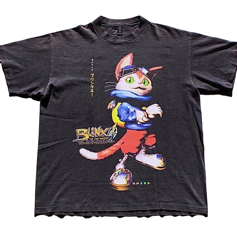 Gildan Blinx The Time Sweeper T-Shirt Unisex Black Excellent Retro Gaming Tee